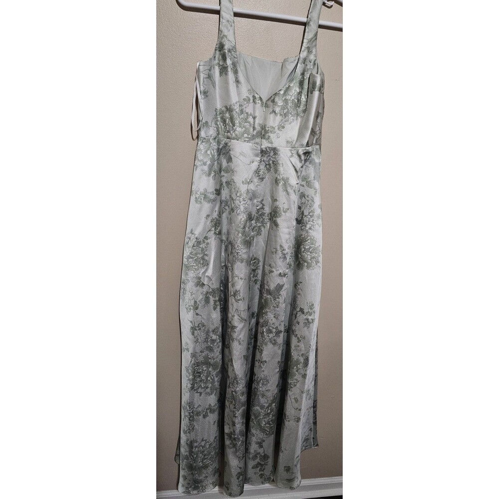 Dessy Collection  Floral  Sage Cottage Rose   Square Neck Style 3153FP Size 10 - Picture 3 of 13